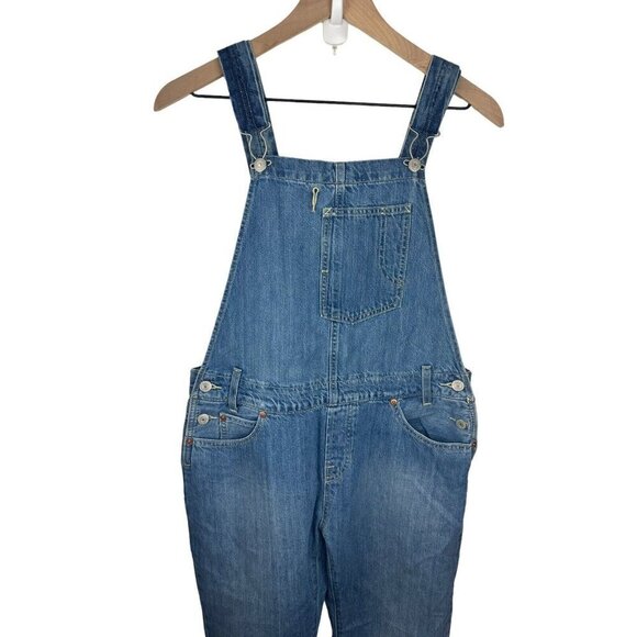 Levis Denim Jean Overall Pants Womens Sz Small Pockets Blue Medium Rinse - Picture 5 of 11